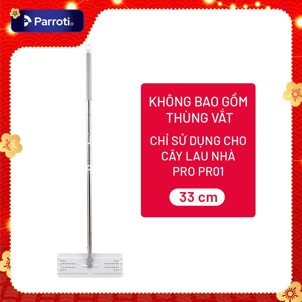 Combo 2 Miếng Lau Nhà Thế Hệ Mới Parroti Pro PAD2-PR01 - Kích Thước 33 x12 CM (Chỉ dùng được cho Bộ lau nhà Parroti Pro)