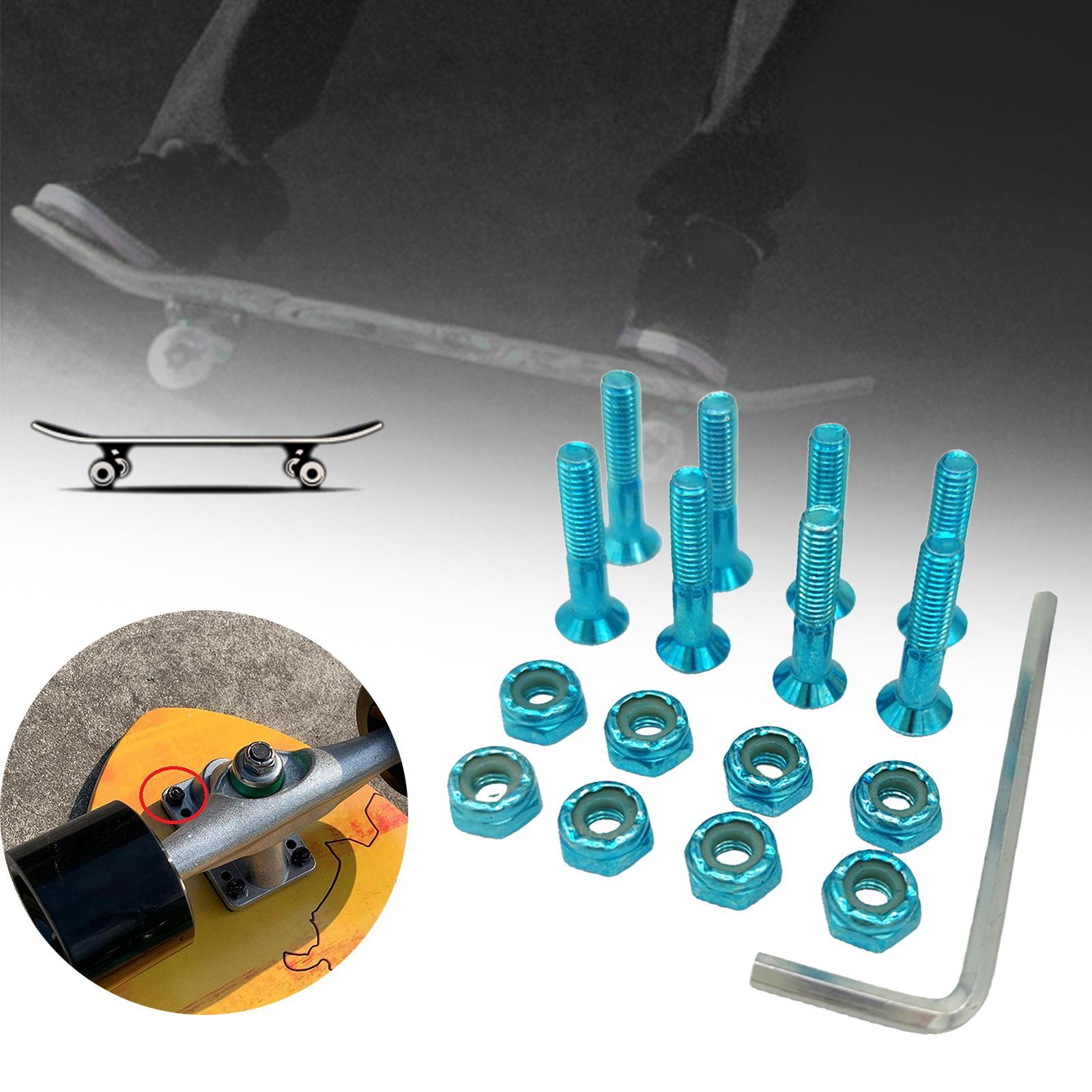 8pcs Replacement Skateboard Hardware Set Longboard Screws Accessories blue