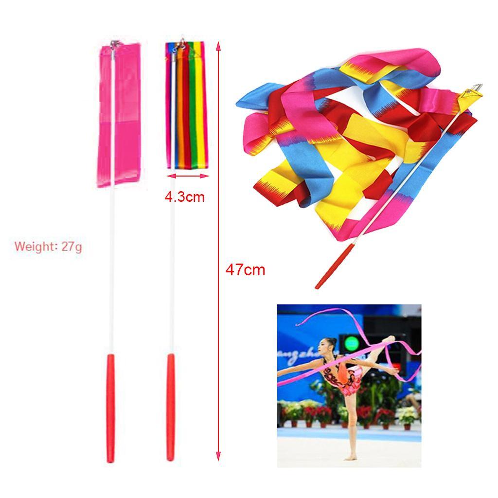 5X Dance Ribbon Gym Rhythmic Art Gymnastic Streamer Twirling Rod Colorful