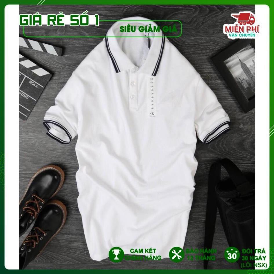 Áo thun Polo nam cổ bẻ họa tiết bo viền 100% chất Cotton thoáng mát, không nhăn Basic