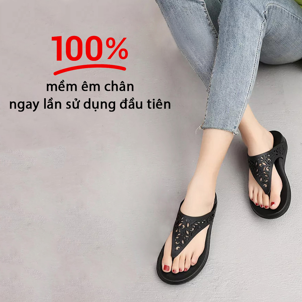 Dép Thái Lan nữ xỏ ngón đế xuồng 3cm, siêu nhẹ mềm êm chân chống trơn trượt