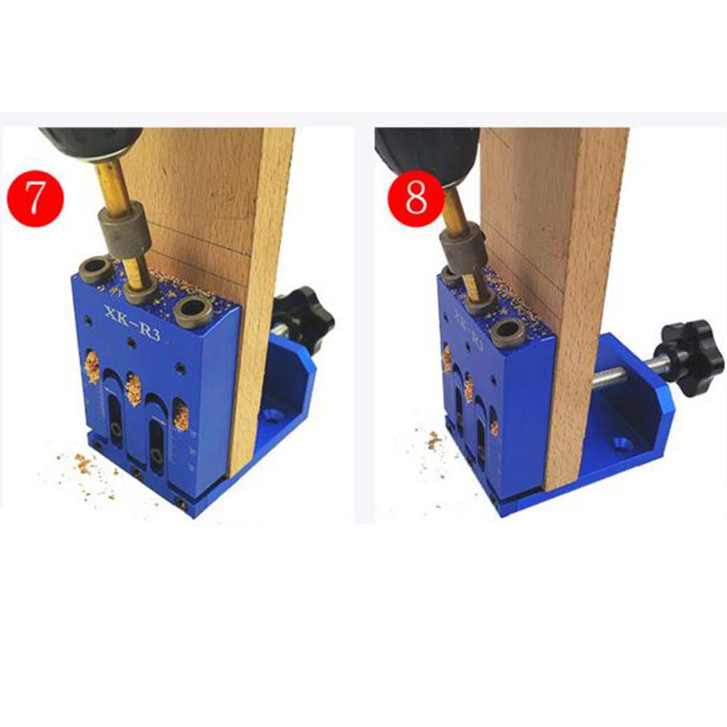 Pocket Hole Locator Jig Set Aluminum Woodworking Oblique Jig Puncher Blue