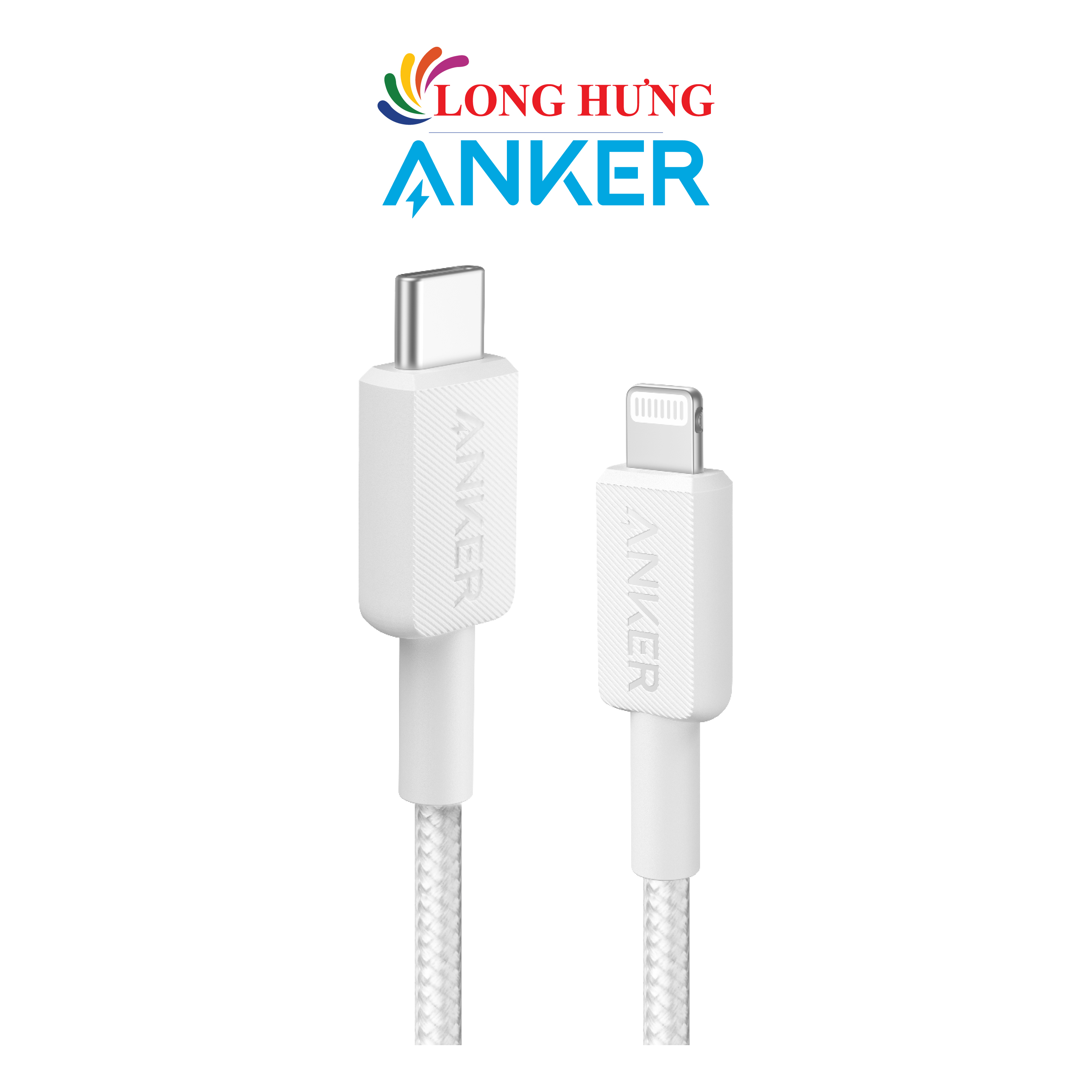 Cáp Usb Type - C To Ip Anker 322 Mfi Nylon Cable Iii 0.9M A81B51.8M A81B6 - Hàng Chính Hãng - White - 0.9M