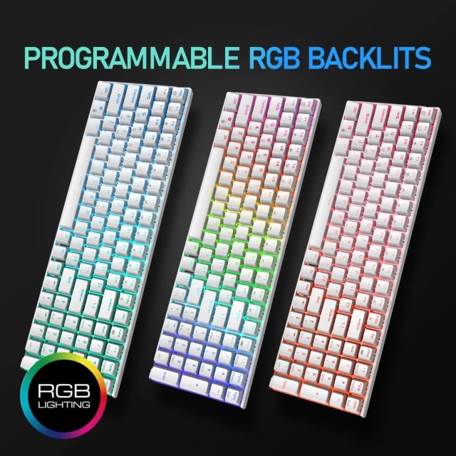 HOTSWAP RK100 RGB  - Bàn phím cơ không dây Royal Kludge RK100 led RGB Có 3 chế độ kết nối Bluetooth 5.0/ Wireless / Type C - Hàng chính hãng