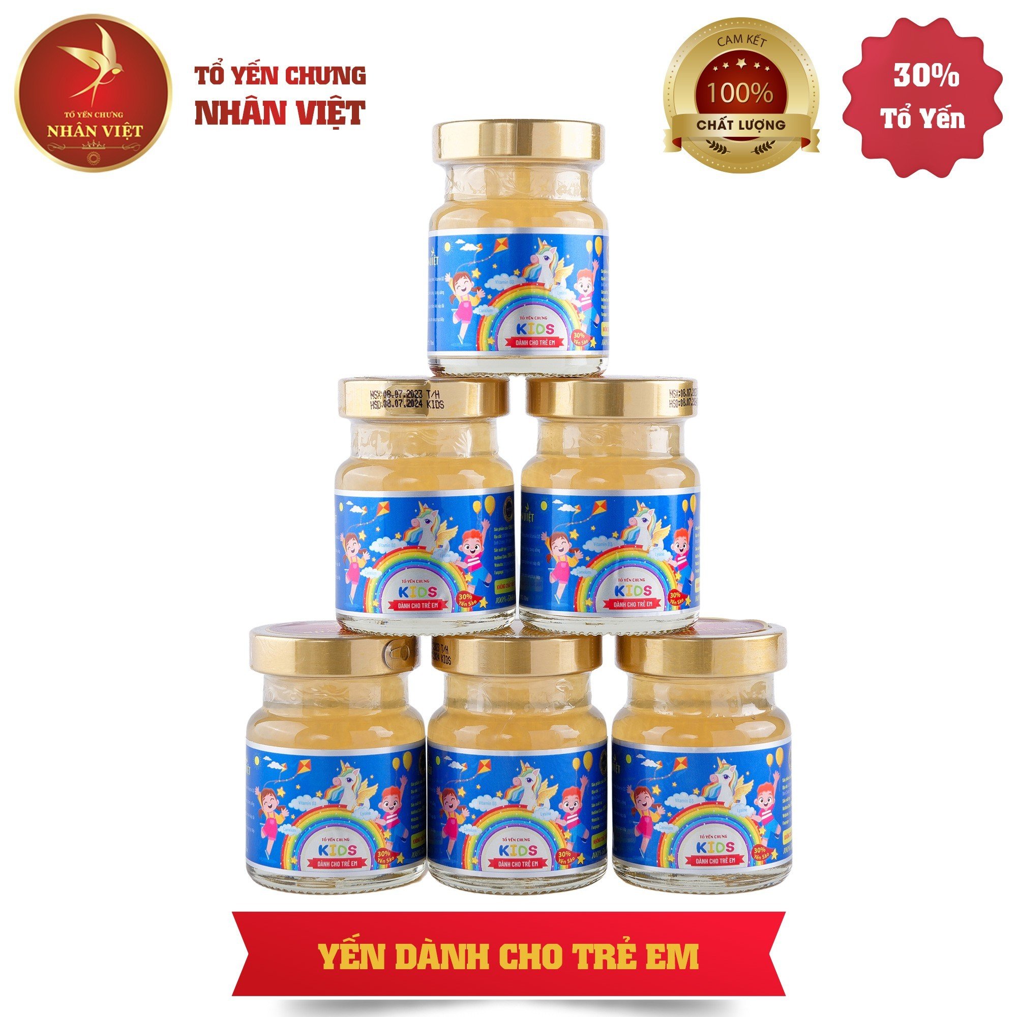 Lốc 6 Hũ Yến Cho Bé Nhân Việt Kids 30% Yến Giúp Bé Ăn Ngon, Cao Lớn 70ml/Hũ