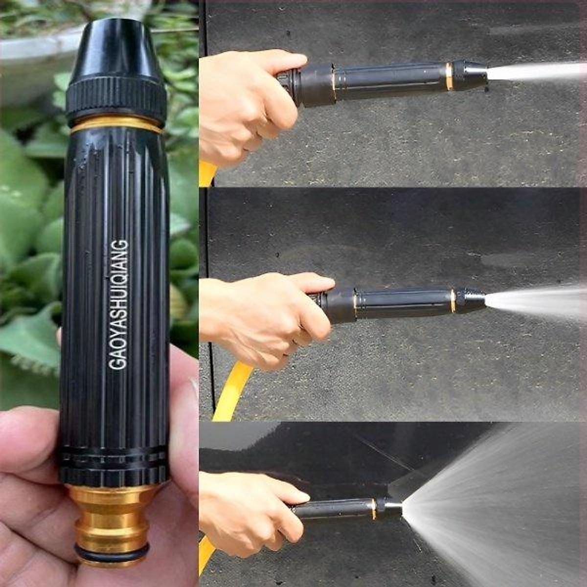 Vòi Xịt Rửa Xe Tăng Áp Phun Nước Xịt Tưới Cây Đa Năng Rửa Sân Vườn Áp Lực Cao Bằng Kim Loại Có Thể Phun Xa Đến Mười Mét