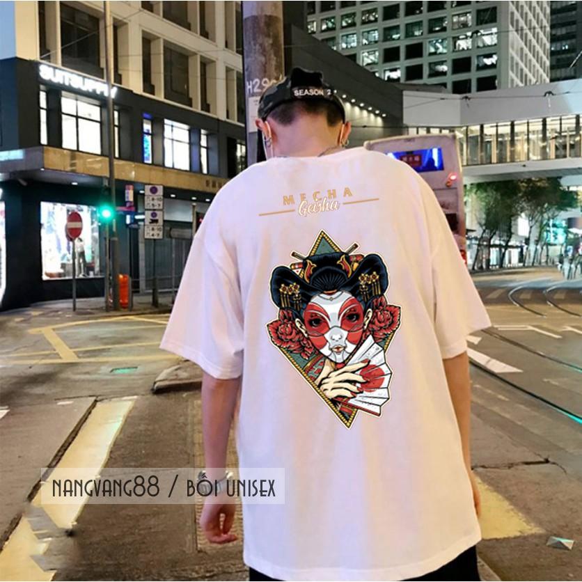 Áo Thun Tay Lỡ Unisex Geisha Múa Quạt