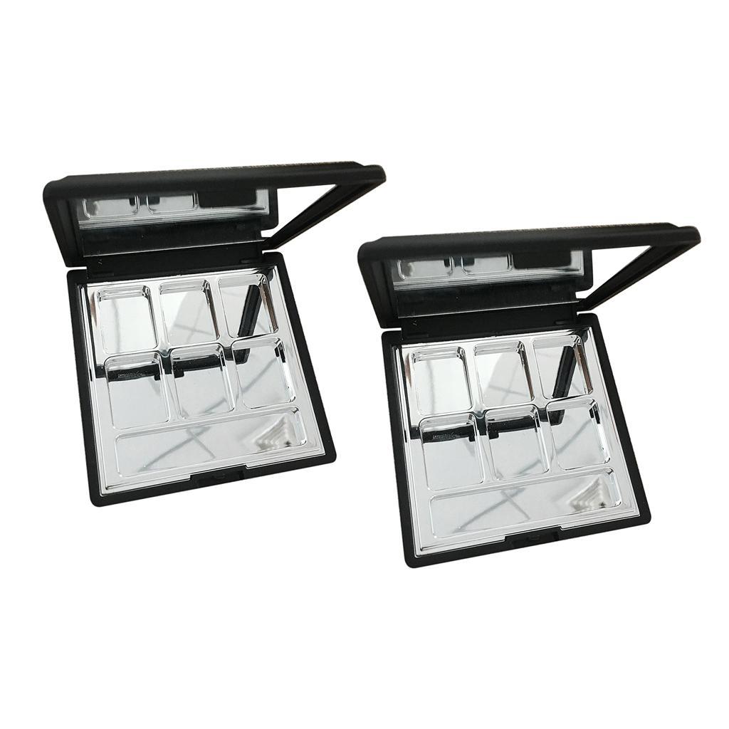 2x Empty Eyeshadow Case Makeup Blush DIY Cosmetic Container Palette + Mirror
