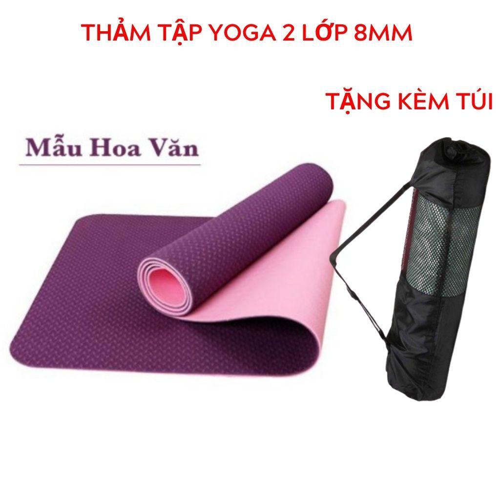 Thảm Tập Yoga 2 Lớp TPE Độ Dày Chuẩn 6mm (KÈM TÚI ĐỰNG), Thảm Tập Gym Chống Trơn Trượt Và Không Thấm Mồ Hôi Cao Cấp.