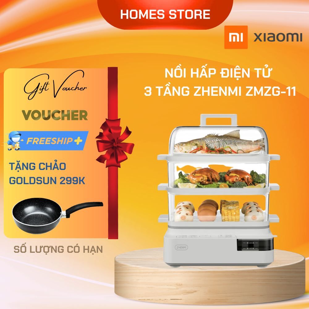 Nồi Hấp Điện 3 Tầng XIAOMI ZHENMI ZMZG-11 Dung Tích 20 Lít 6 Chương Trình Hấp Với Công Suất 1600 W - Hàng Chính Hãng