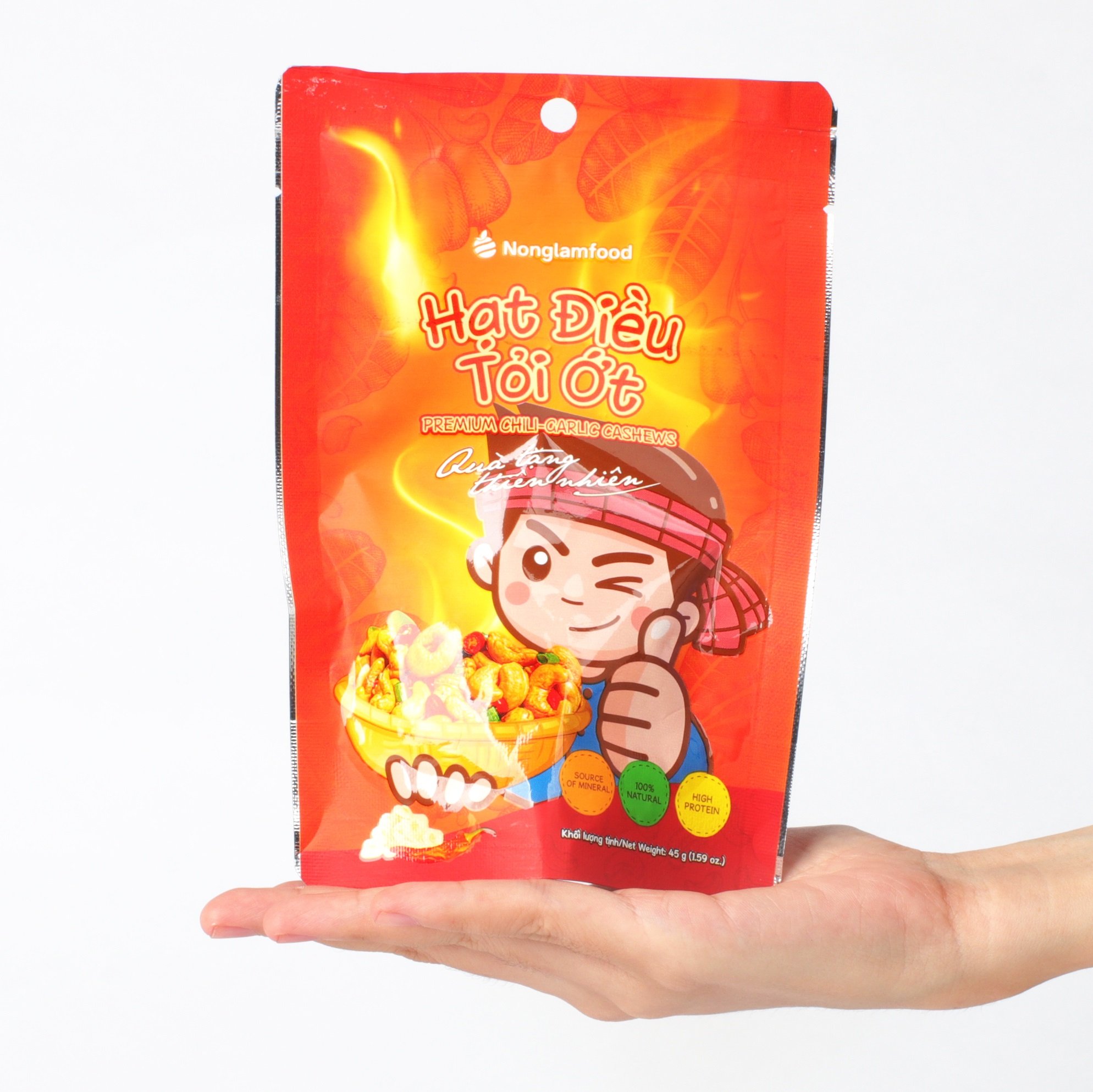 Hạt điều tỏi ớt-Phô mai-Wasabi-Sầu riêng 45g Nông Lâm Food đồ ăn vặt healthy hạt lớn đầy đặn,không nứt vỡ hương vị mới lạ bùng nổ