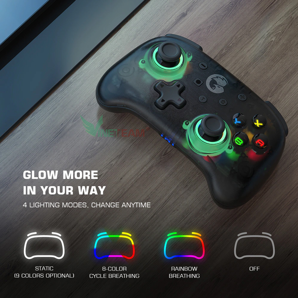 Tay Cầm Chơi Game Không Dây Gamesir T4 Mini Bộ Điều Khiển Chơi Game Dành Cho Nintendo Switch Apple Arcade và MFi Hỗ Trợ PC/ Android/ iOS Led Nhiều Màu -Hàng Chính Hãng