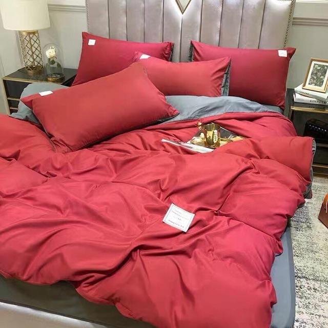 Set Cotton TiCi Cao Cấp Đỏ Phối Xám