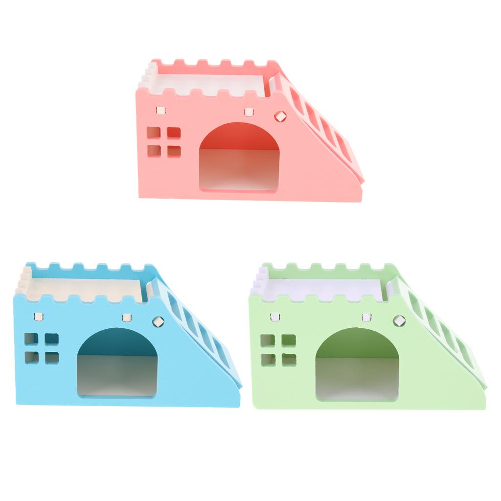 Hamster Hideout House Wood Living Hut Exercise Funny Nest Toy for Rat pink