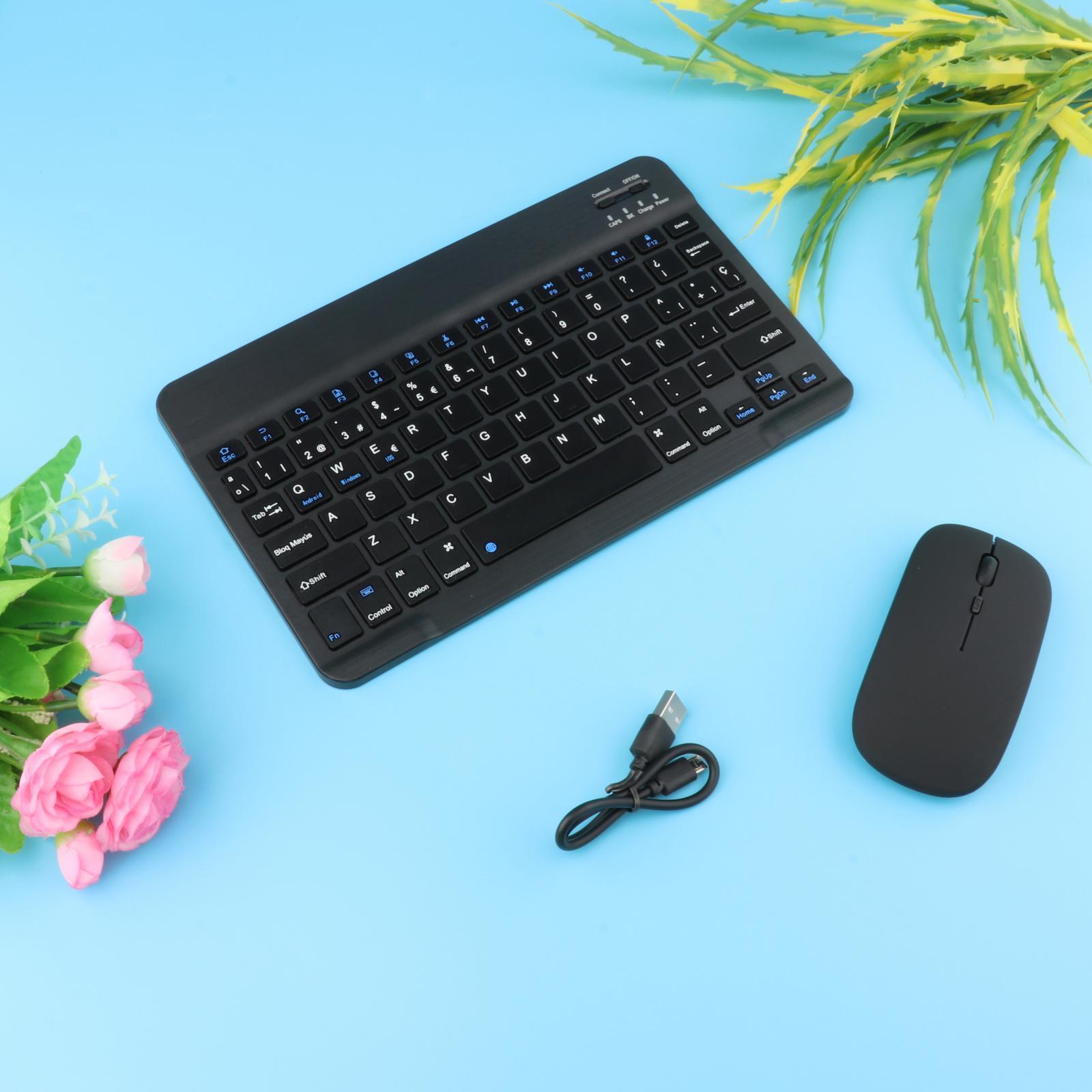 Portable Slim Rechargeable Bluetooth Keyboard 78Keys Spanish for Desktop
