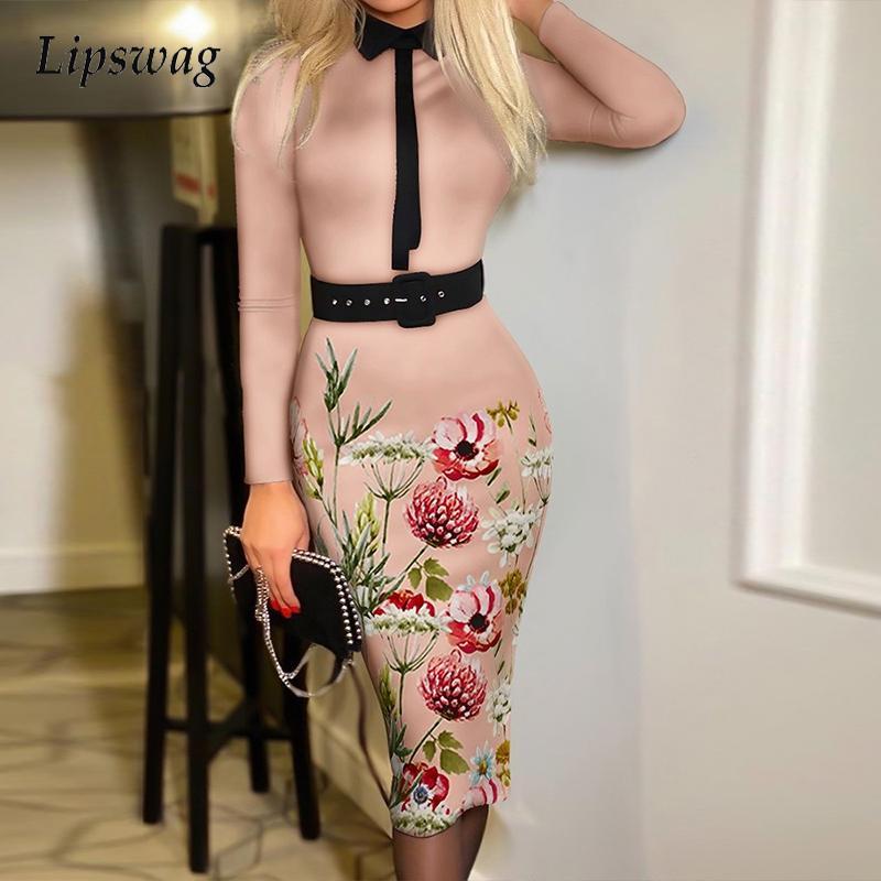 MÙA THU ĐÔNG Thường Đi Lại Ôm Body Thời Trang Houndstooth In Hoa Đầm Dự Tiệc Nữ Trơn Lưng Dây Nữ