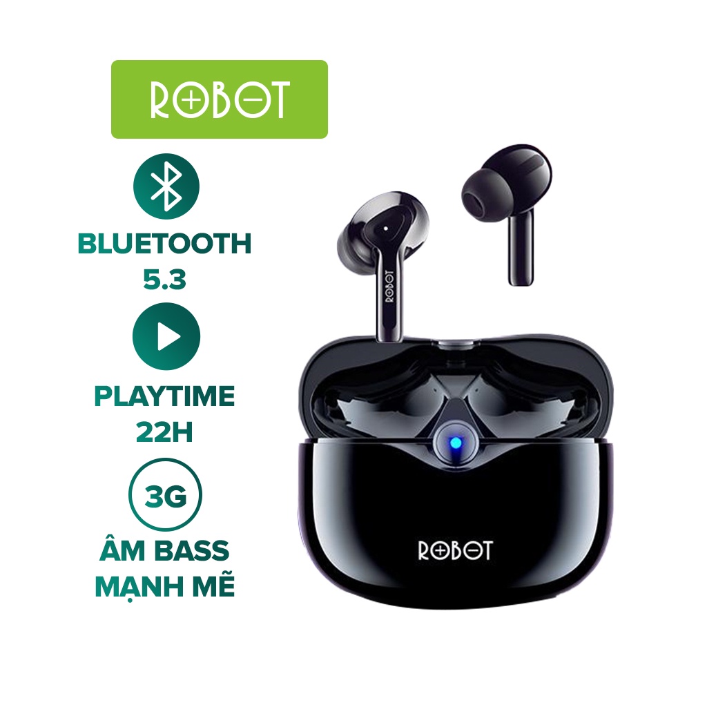 Tai Nghe Bluetooth ROBOT Airbuds T30 Thiết Kế In-Ear Chống Nước Cảm Ứng Thông Minh - Hàng Chính Hãng 