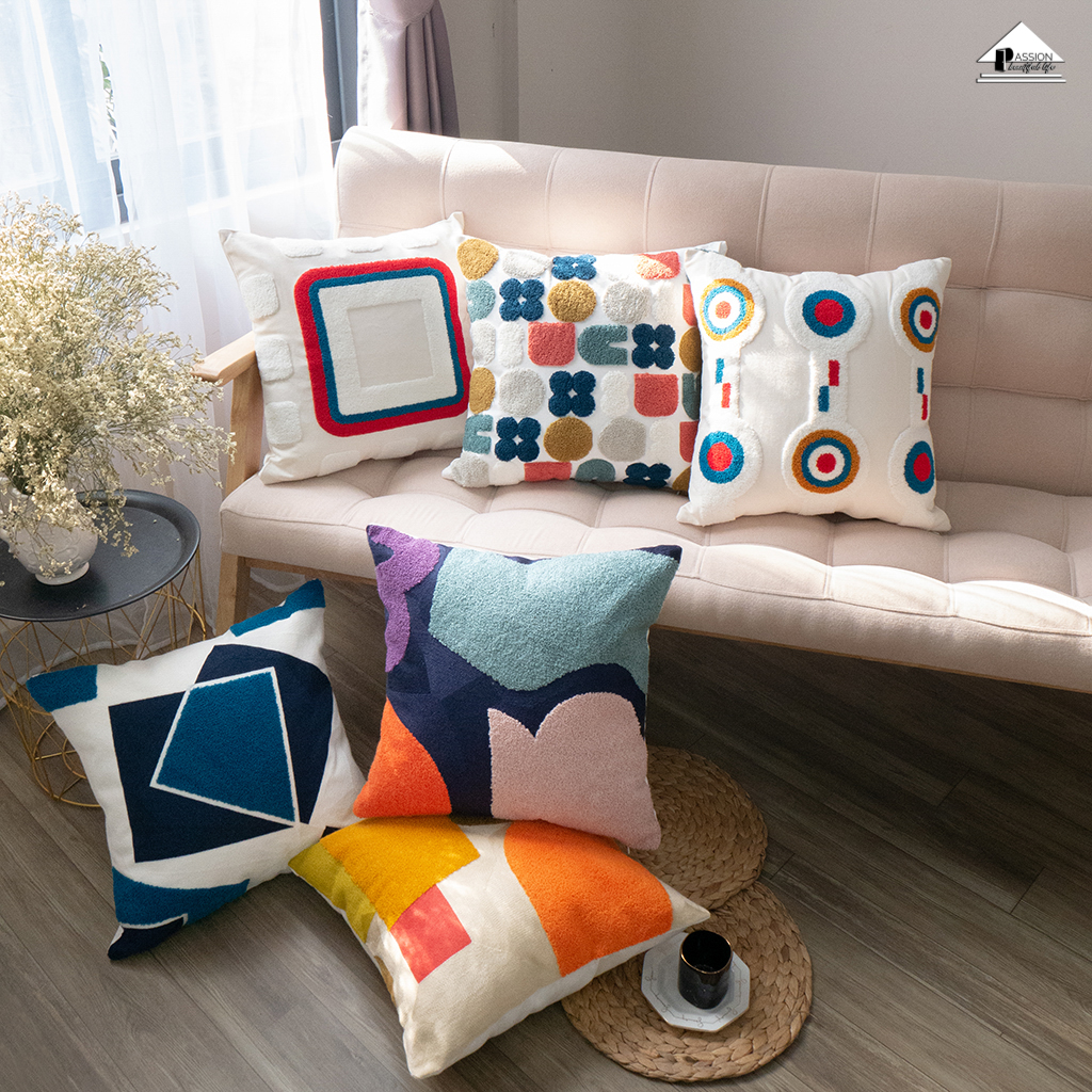 Gối Tựa Lưng, Gối Sofa phong cách Bắc Âu Thêu Nổi Họa Tiết Đặc Sắc