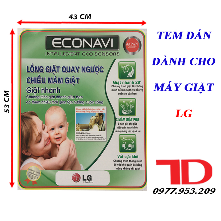 Tem dán dành cho máy giặt LG