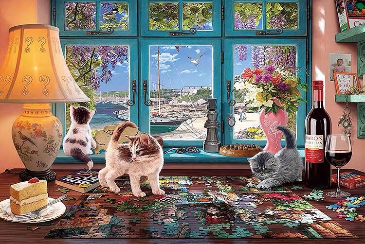 Bộ Tranh Ghép Xếp Hình 1000 Pcs Jigsaw Puzzle Tranh Ghép (75*50cm) Jigsaw Cat Bản Đẹp Cao Cấp