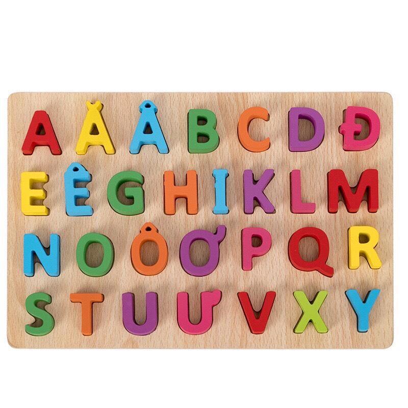 Bảng chữ cái tiếng việt, bảng chữ cái gỗ nổi chữ và số cho bé làm quen với chữ cái và số