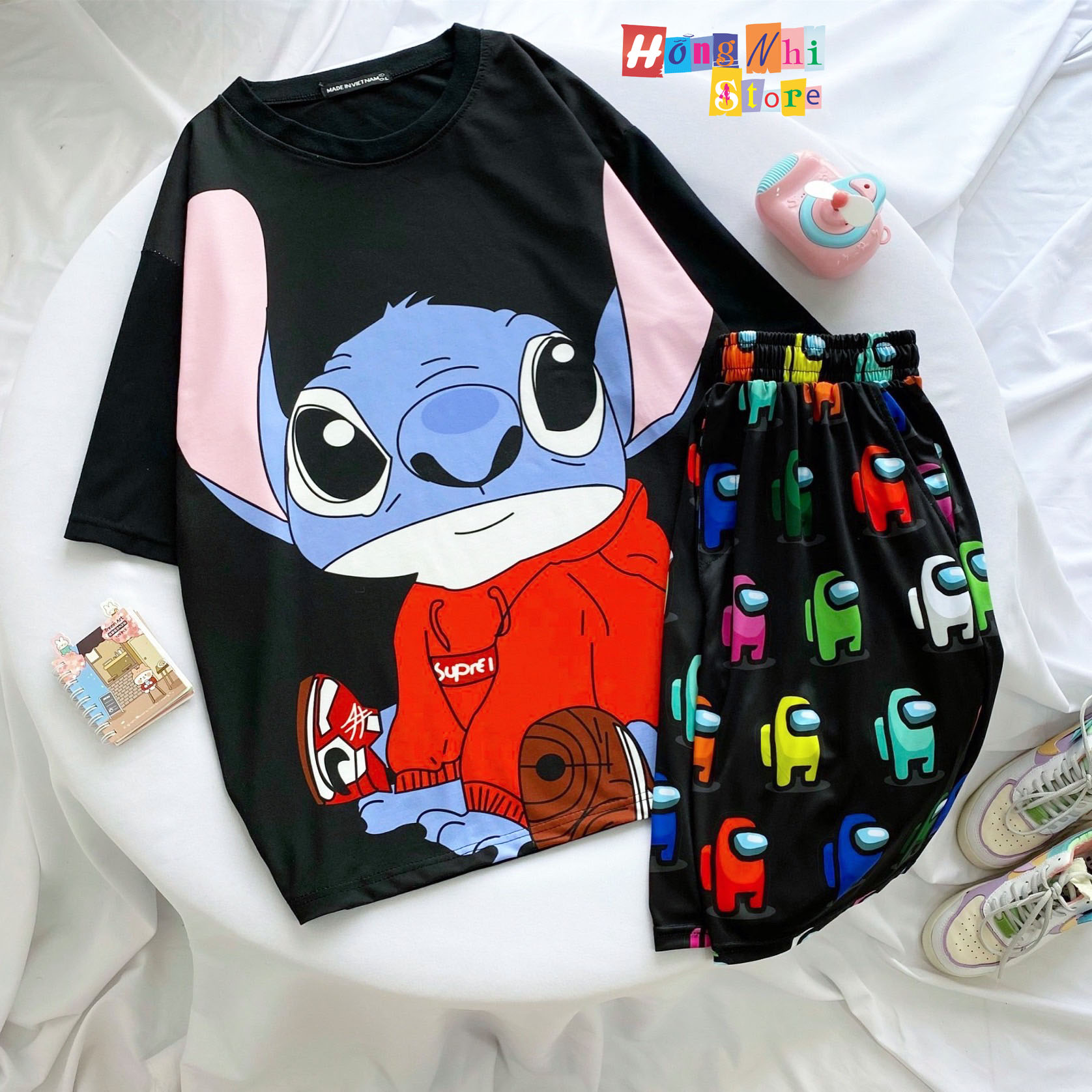 Quần Short Cartoon Unisex, Quần Đùi Hoạt Hình Loang Màu Phiên Bản Mới - MM