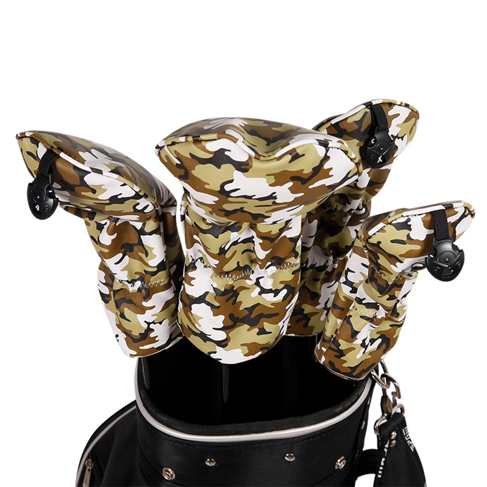 4Pcs Golf Head Covers for Golf Clubs, PU Leather Golf Wood Headcover with Number Tag, Protector Head Covers for Adults