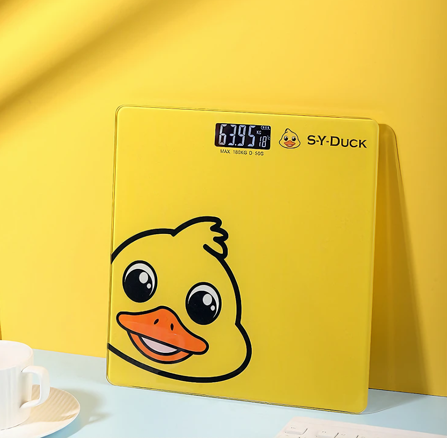 Cân điện tử vuông KG161 hình con vịt dễ thương, cân sức khỏe thông minh 180kg - Hàng chính hãng