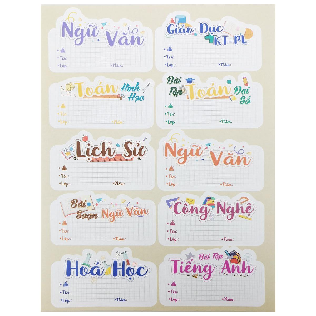 Sticker Nhãn Vở Môn Học - Teenage NV-07 - Cấp 3 (3 Tờ/Xấp)