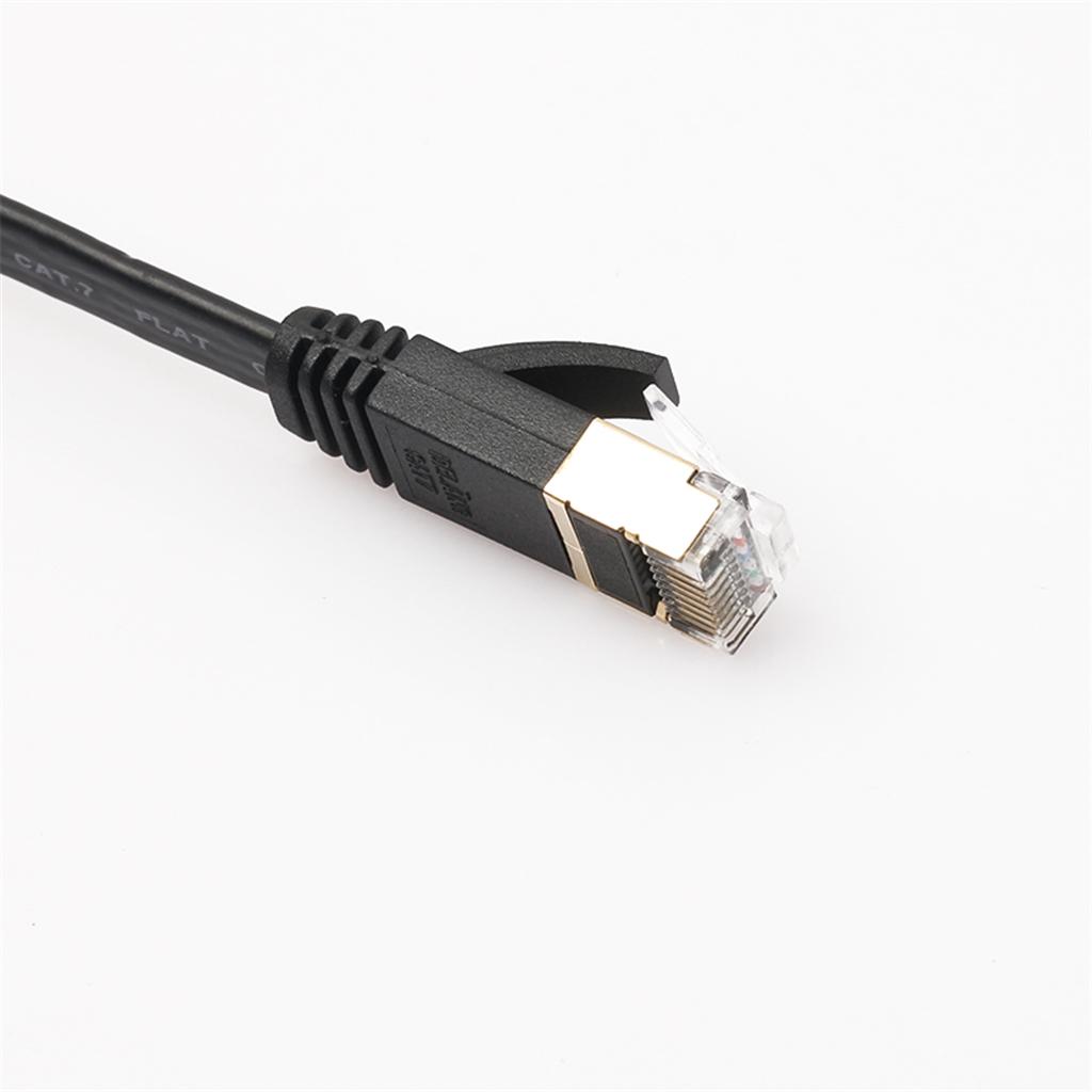 Gold Plated RJ45 Flat Cat7 Ethernet 10Gbps SSTP Network LAN Cable Lot 1m-15m
