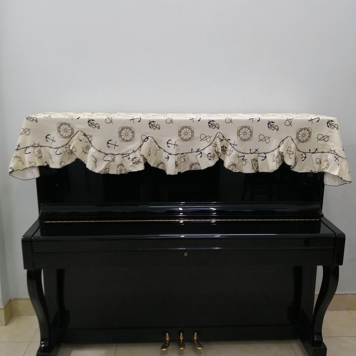 BỘ ĐÔI KHĂN PHỦ ĐÀN VÀ PHỦ GHẾ ĐÀN PIANO CƠ CAO CẤP HỌA TIẾT THỦY THỦ