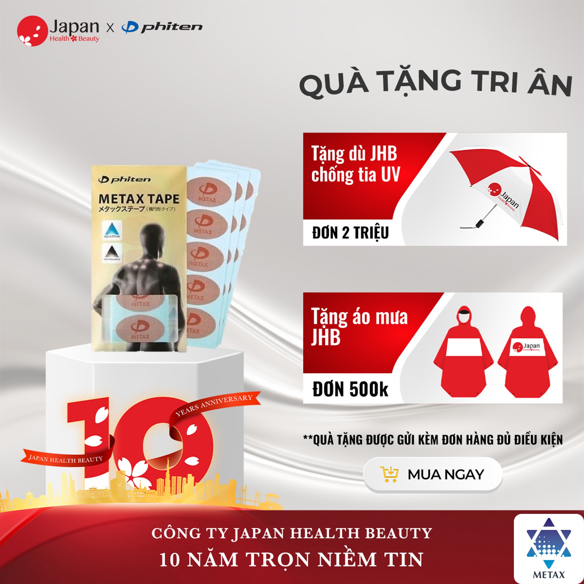 Miếng dán giảm đau Metax Phiten metax tape (50 miếng) PT730000