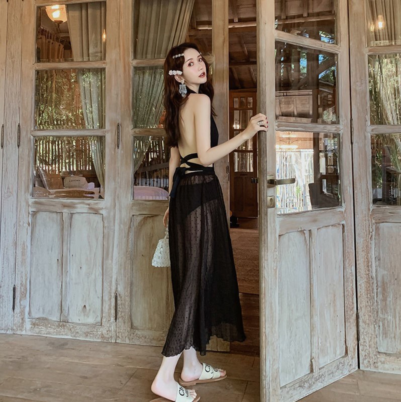 Bộ đồ bơi bikini 1 mảnh nữ sexy quyến rũ kèm váy choàng - B.44