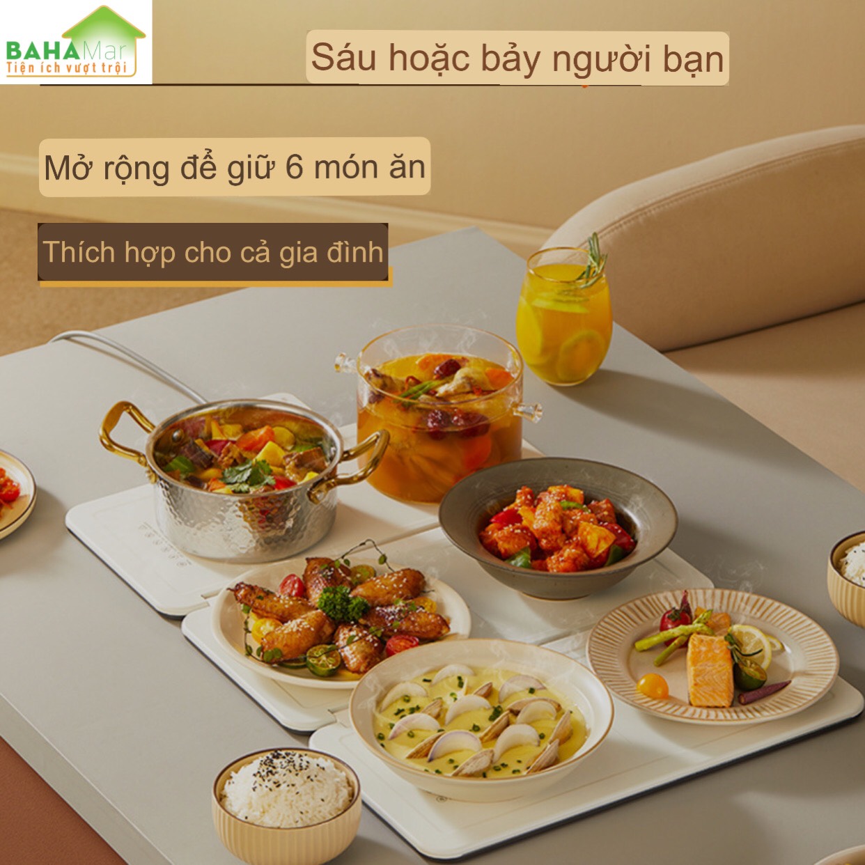 MÂM ĐA NĂNG GIỮ ẤM MÓN ĂN TRONG BỮA - TẤM THÔNG MINH CÁCH NHIỆT FLYPIGS "BAHAMAR" Có 12 mức điều chỉnh nhiệt độ, có thể gập lại và dễ dàng cất giữ