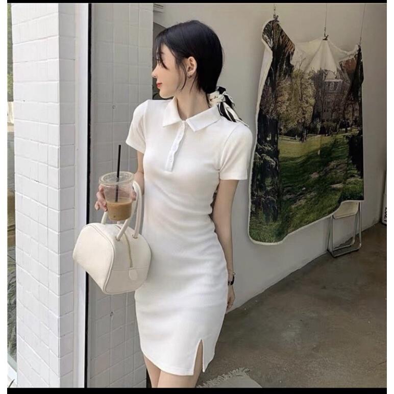 Váy Polo body xẻ trước ôm dáng