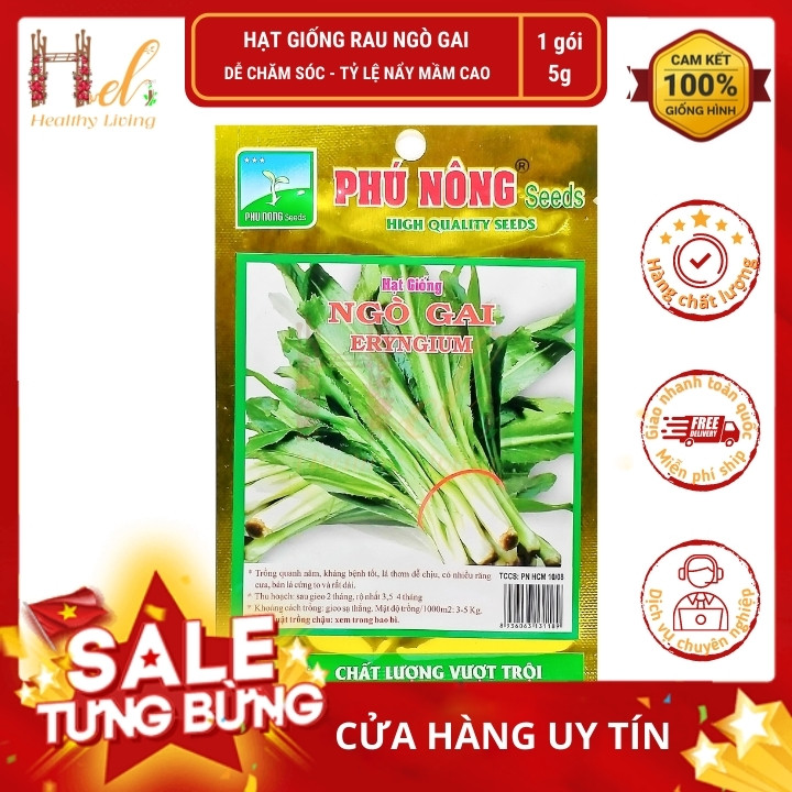 Hạt Giống Ngò Gai (Mùi Tàu) Dễ Trồng, Thơm 5Gr - Trồng Rau Xanh Rau Sạch, Bằng Đất Sạch, Mùn Dừa, Phân Bón Hữu Cơ - Phú Nông