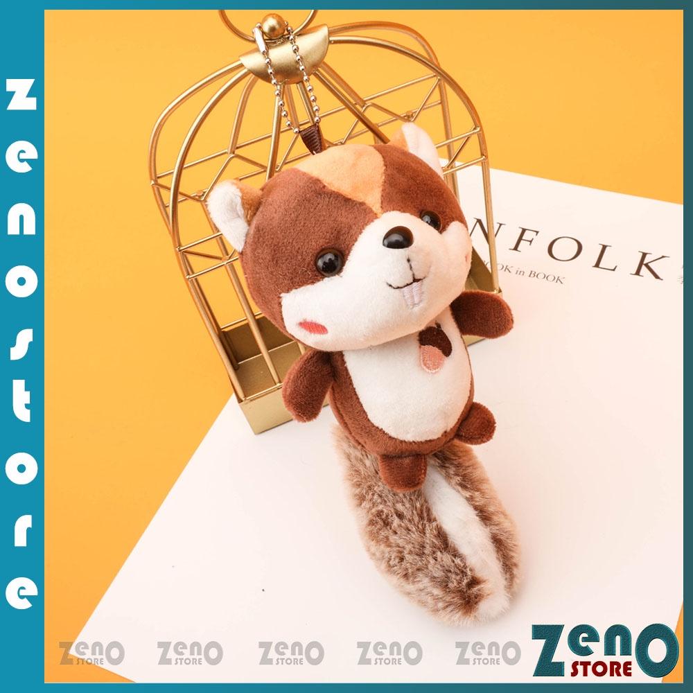 Móc khóa sóc nâu đuôi bự hot trend, móc treo balo, có khoen tròn và snap hook