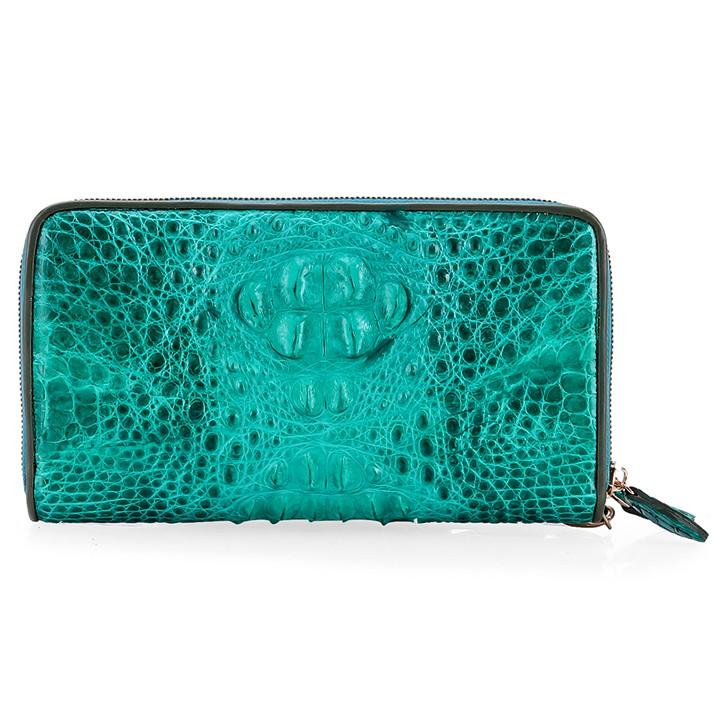 HC3724 - Ví nữ Huy Hoàng da cá sấu nhiều ngăn màu xanh lá