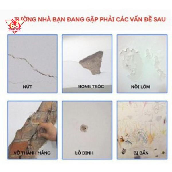 Keo vá tường chống thấm, keo vá vết nứt tường, trám chét vết nứt khe, hở tường chống ẩm mốc làm sạch tường