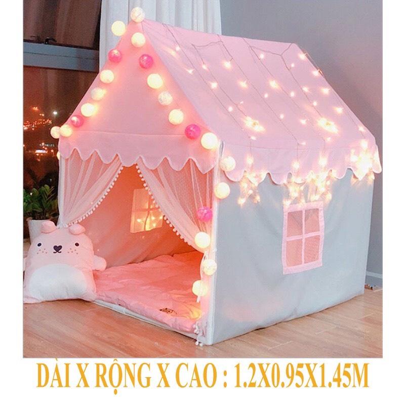 Lều công chúa và đèn nháy xanh và hồng