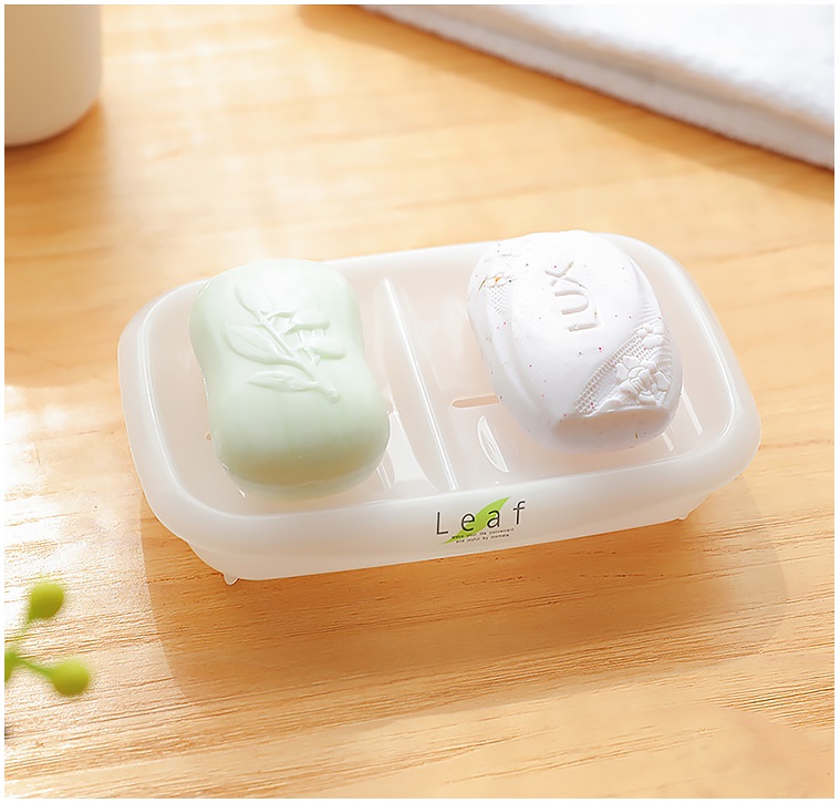 Khay đựng xà bông đôi Leaf sản xuất Inomata, làm từ nhựa PP cao cấp kháng khuẩn an toàn và bền đẹp - nội địa Nhật Bản