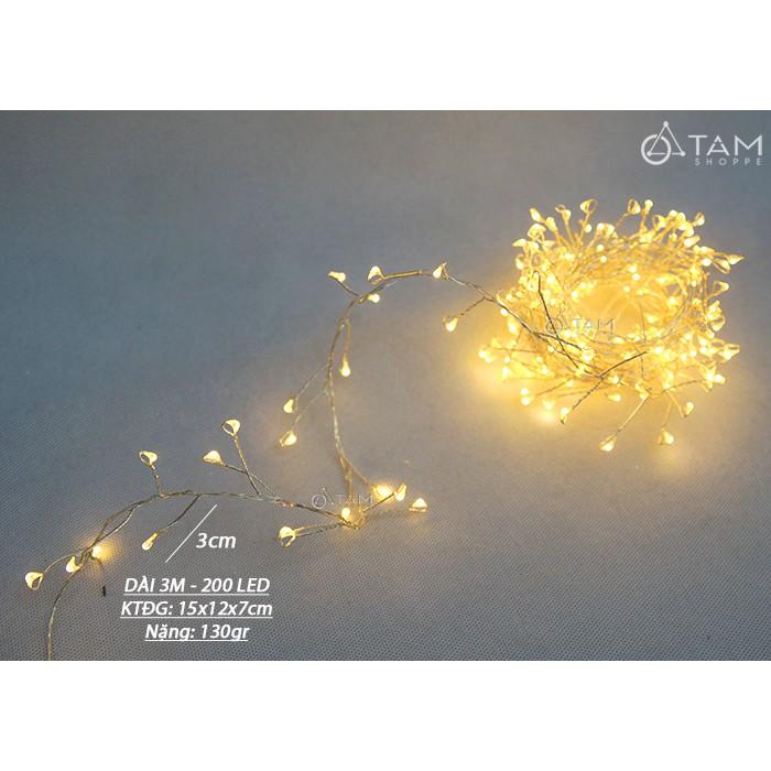 Dây đèn Led đom đóm có nhánh màu vàng ấm điện trực tiếp L-FAIRY-02