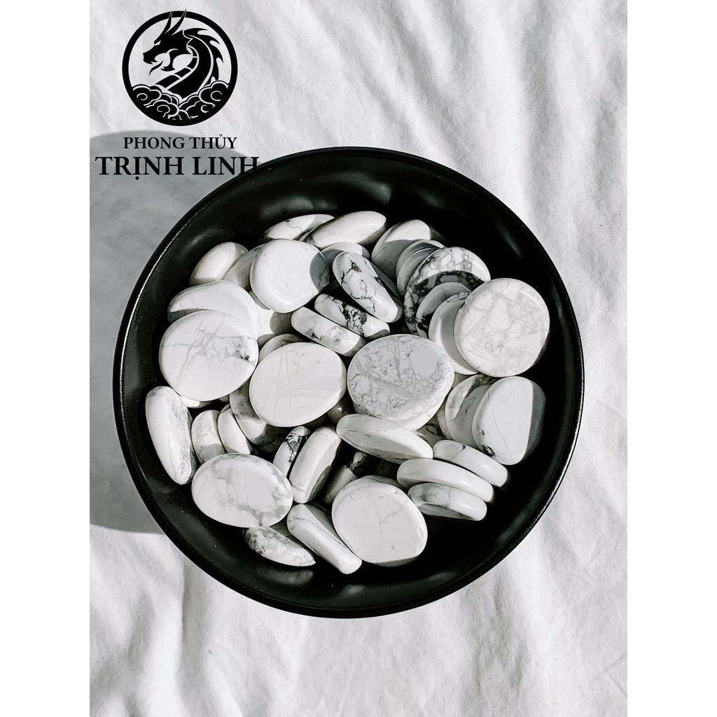 VIÊN ĐÁ BÌNH AN HOWLITE DÙNG TRONG THANH TẨY, THIỀN, YOGA, PHONG THỦY