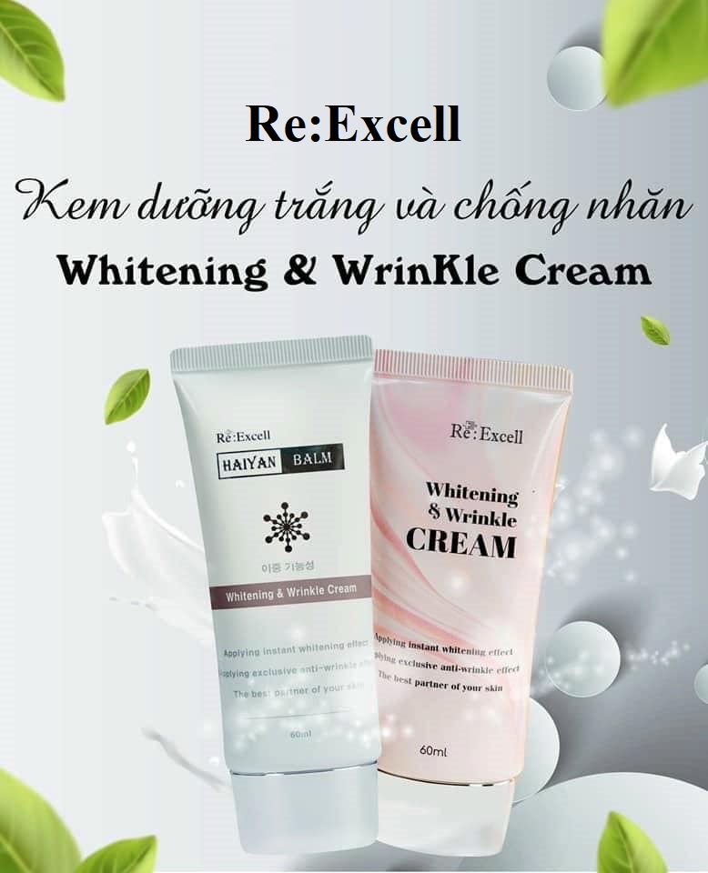 Combo 5 hộp Kem dưỡng trắng chống nhăn Re:Excell Whitening &amp; Wrinkle Cream R&amp;B Việt Nam phân phối độc quyền sản phẩm nhập khẩu từ Hàn Quốc