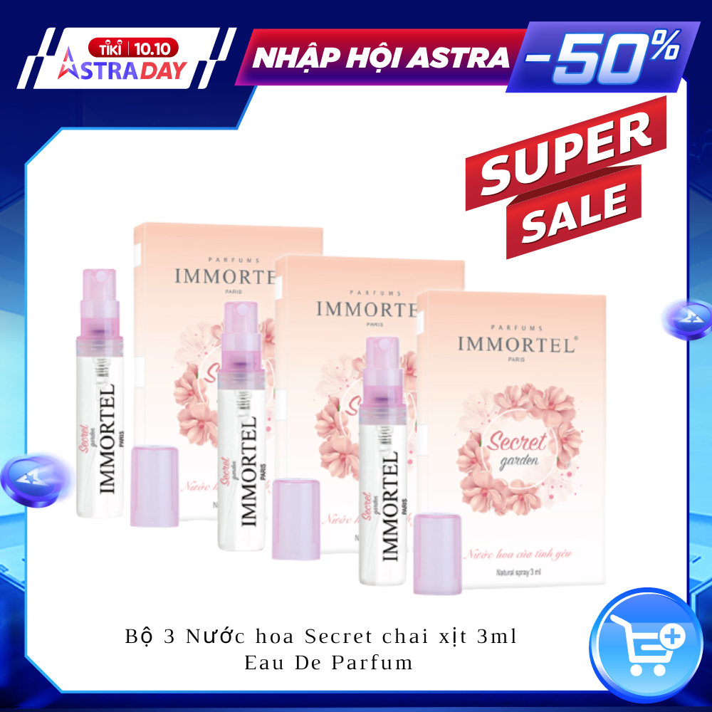 (COMBO 3 Hộp) Nước Hoa IMMORTEL Paris Secret Garden – 3x3 mL – EDP Chính Hãng Pháp