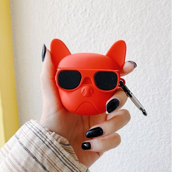 Bao Case Silicon Cho Tai Nghe Apple AirPods 1 / AirPods 2 - Chó Đỏ Đeo Kính Đen