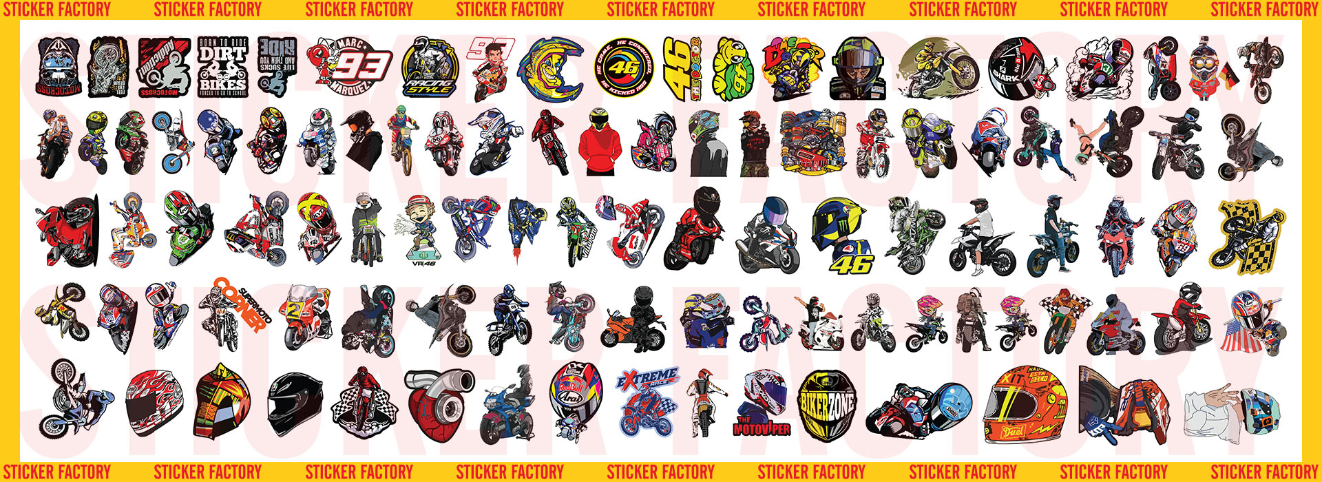 Motorcycle - Set 100 sticker decal hình dán nón bảo hiểm, laptop, xe máy, ô tô - STICKER FACTORY
