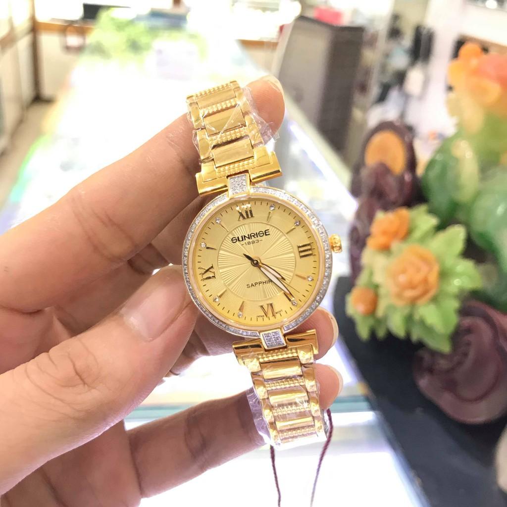 Đồng hồ nữ SUNRISE 2215AB full hộp chính hãng, kính Sapphire chống xước chống nước t