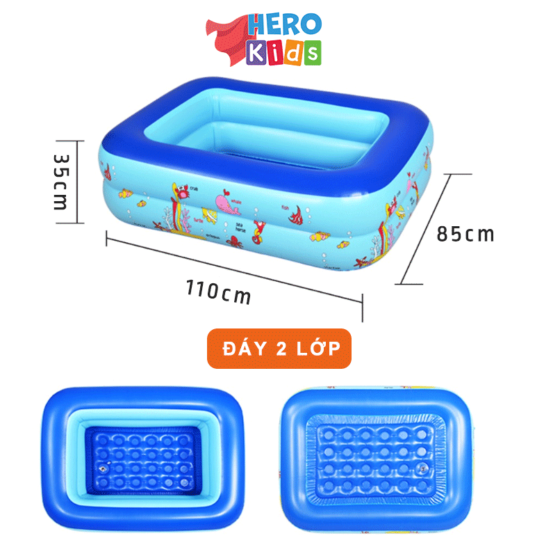 Bể bơi cho bé, hồ bơi phao trẻ em HERO KIDS 2-3 tầng, đầy đủ kích thước 1m2, 1m5, 1m8, 2m1