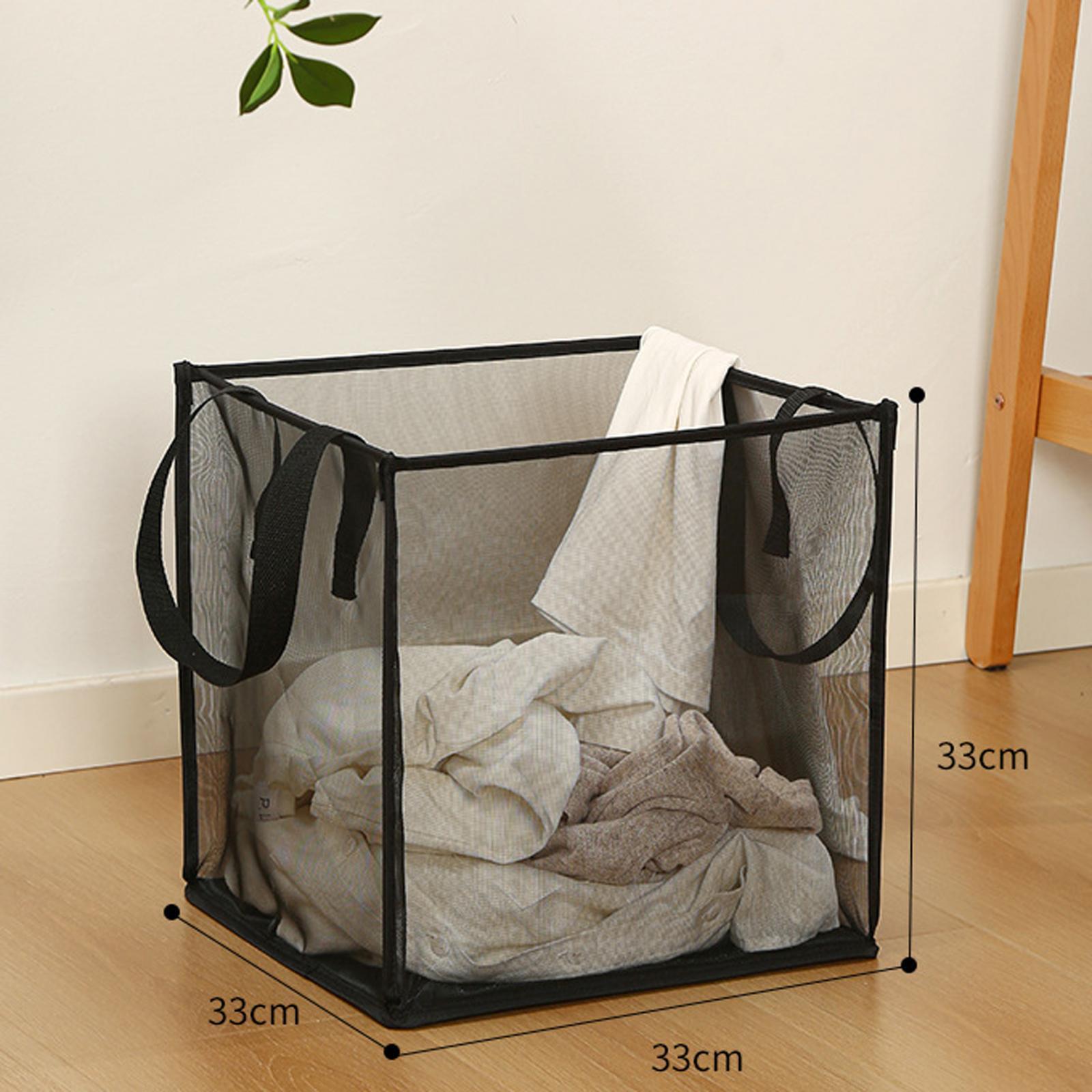 Laundry Basket Mesh Laundry Hamper with Handles Collapsible Clothes Hamper Dirty Clothes Laundry Basket for Dorm Laundry Room